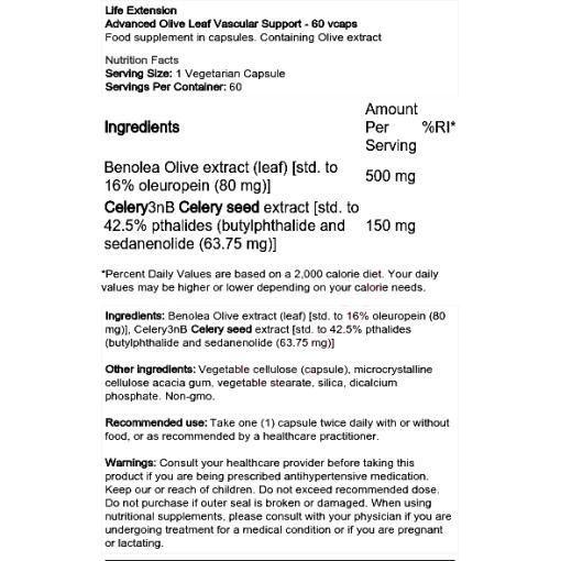 Advanced Olive Leaf Vascular Support - 60 vcaps