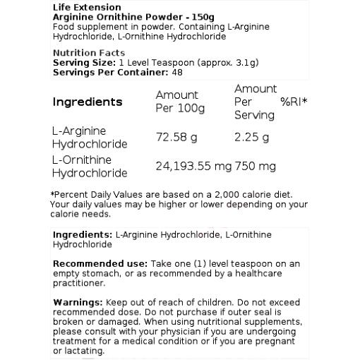 Arginine Ornithine Powder - 150 grams
