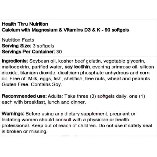 Calcium with Magnesium & Vitamins D3 & K