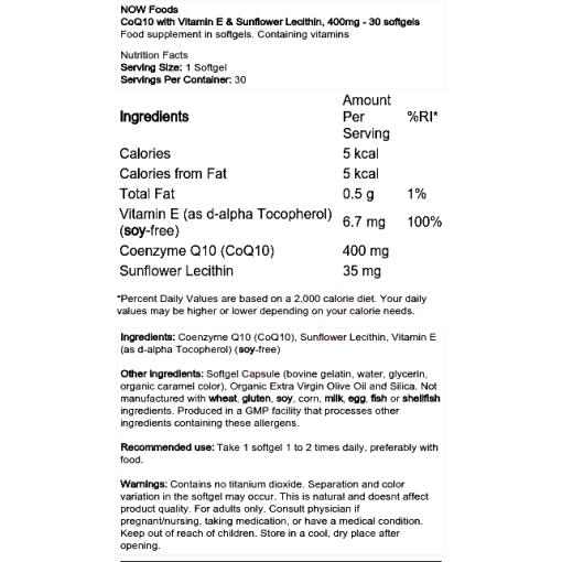 CoQ10 with Vitamin E & Sunflower Lecithin