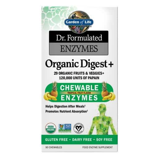 Dr. Formulated Enzymes Organic Digest+ Tropical Fruit Flavor 90 Chewables