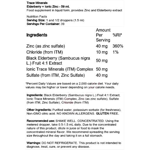 Elderberry + Ionic Zinc - 59 ml.