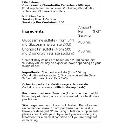 Glucosamine/Chondroitin Capsules - 100 caps