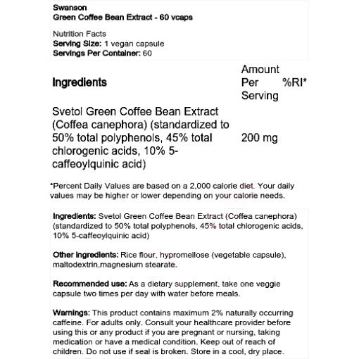 Green Coffee Bean Extract - 60 vcaps