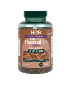 Holland & Barrett Vegan High Strength Flaxseed Triple Omega 3-6-9 Oil 2000mg 120 Capsules