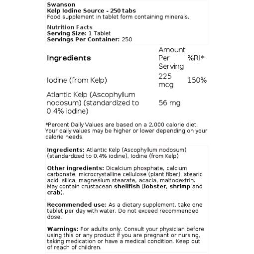 Kelp Iodine Source - 250 tablets