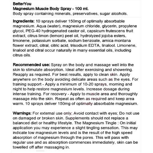 Magnesium Muscle Body Spray - 100 ml.