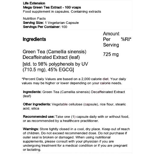 Mega Green Tea Extract - 100 vcaps