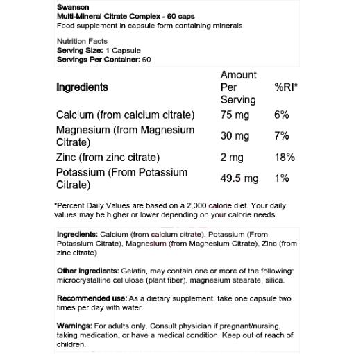 Multi-Mineral Citrate Complex - 60 caps