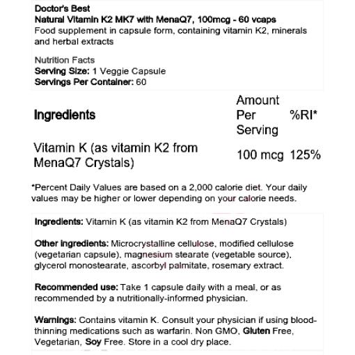 Natural Vitamin K2 MK7 with MenaQ7