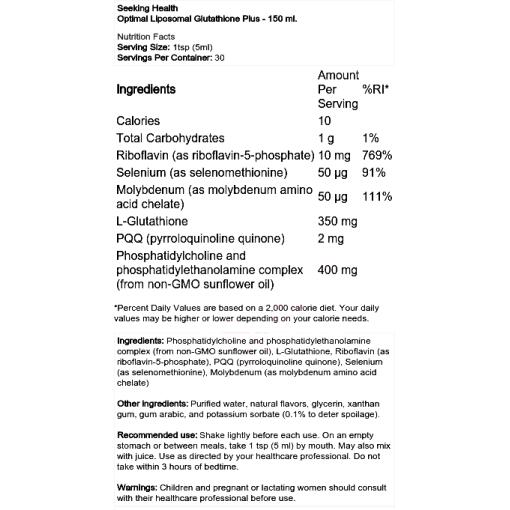 Optimal Liposomal Glutathione Plus - 150 ml.