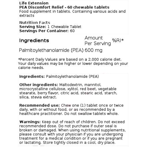 PEA Discomfort Relief - 60 chewable tablets