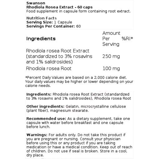 Rhodiola Rosea Extract - 60 caps