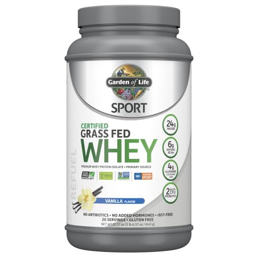 SPORT Certified Grass Fed Whey Vanilla 22.57oz (640g) Powder