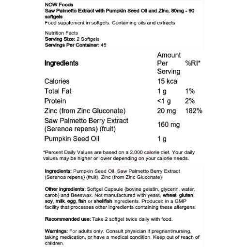 Saw Palmetto Extract with Pumpkin Seed Oil and Zinc