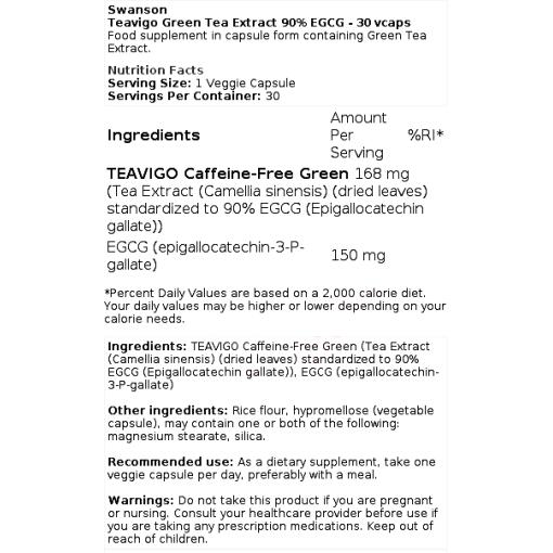 Teavigo Green Tea Extract 90% EGCG - 30 vcaps