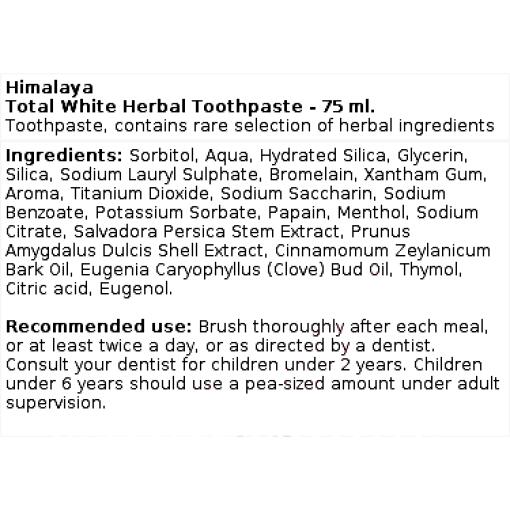 Total White Herbal Toothpaste - 75 ml.