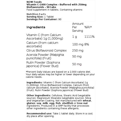Vitamin C-1000 Complex - Buffered with 250mg Bioflavonoids