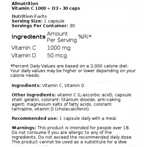 Vitamin C 1000 + D3 - 30 caps