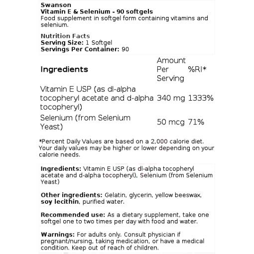 Vitamin E & Selenium - 90 softgels