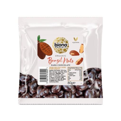 Biona Organic - Dark Chocolate Coated Brazil Nuts - 80g