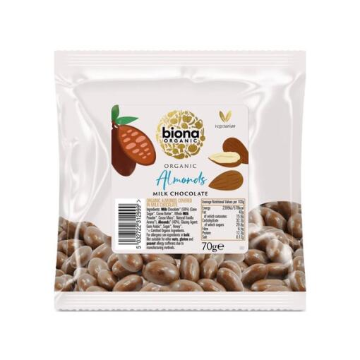 Biona Organic - Milk Chocolate Coated Almonds - 70g