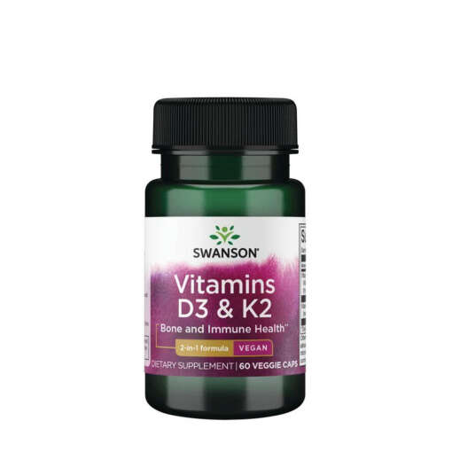 SWANSON Witamina D3 2000IU + K2 75mcg 60vcaps
