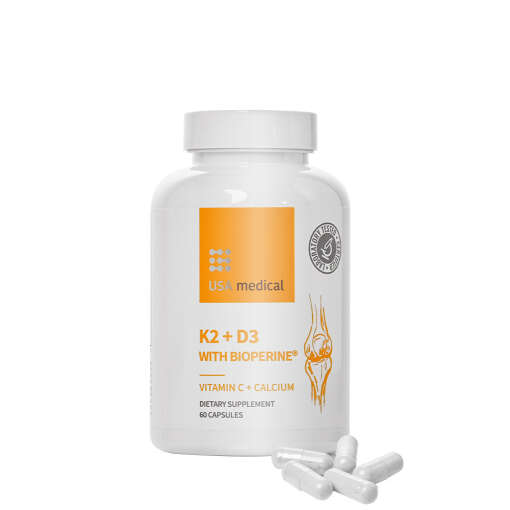 USA medical K2+D3 With Bioperine (60 Capsules)