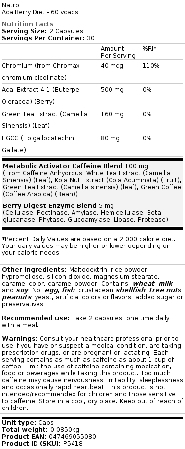 Natrol - Açaí Berry Diet - 60 Vcaps - Image 2