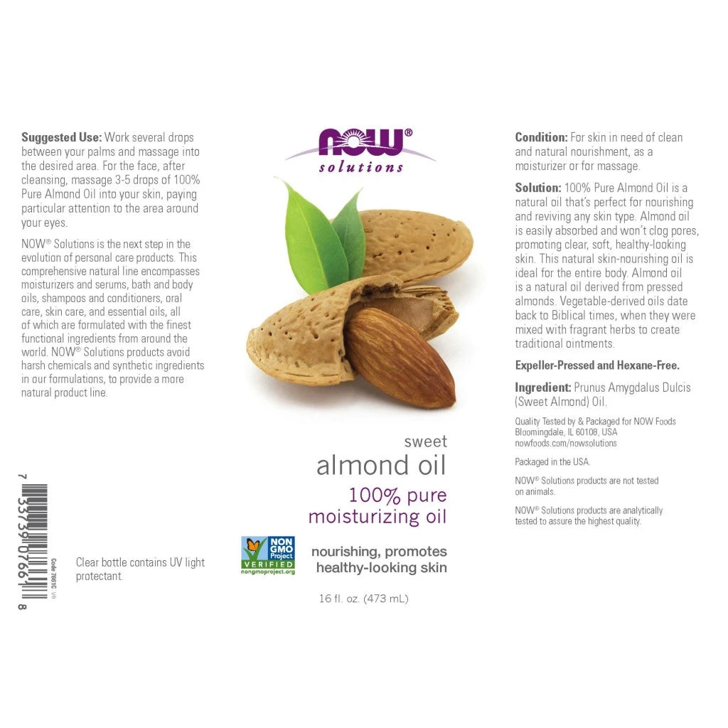 NOW Foods - Pure Almond Oil - 118 ml - Image 3