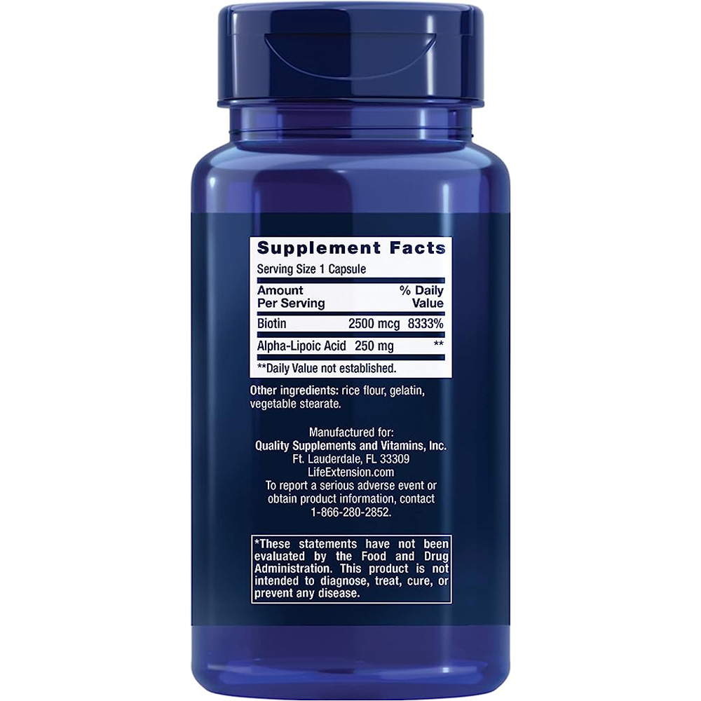 Life Extension - Alpha-Lipoic Acid with Biotin - 60 Capsules - Image 3