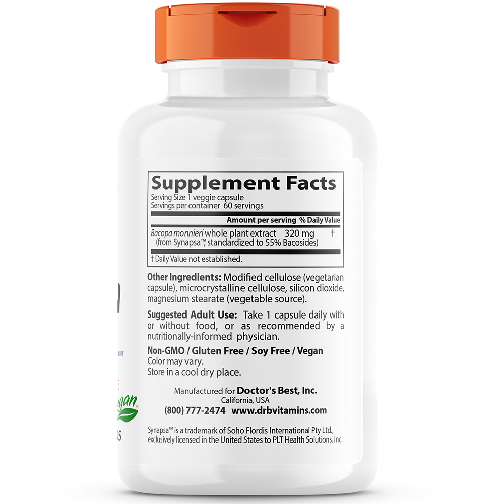 Doctor's Best - Synapsa Bacopa, 320 mg - 60 Veggie Caps - Image 5