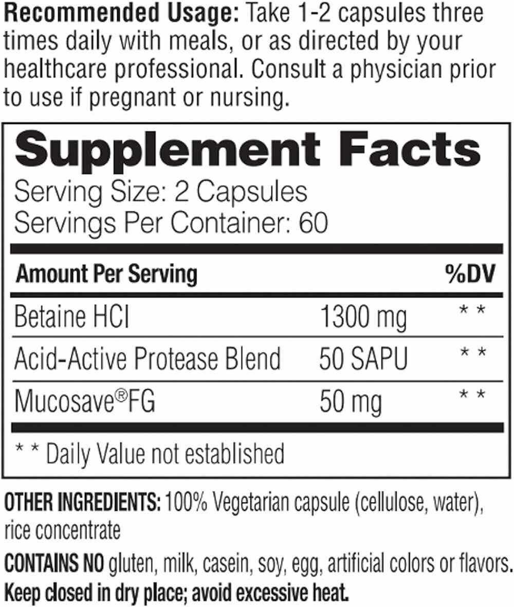 Enzymedica - Betaine HCl - 120 Capsules - Image 5