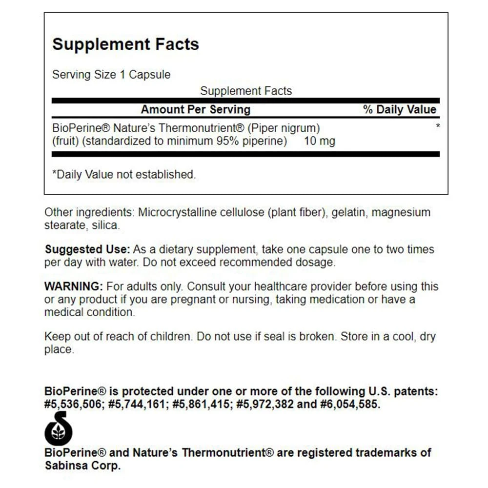 Swanson - Bioperine 10 mg - 60 Capsules - Image 3