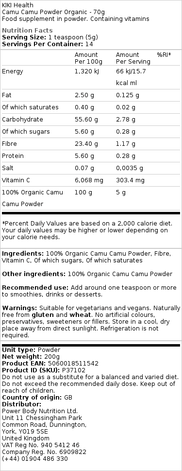 Organic Camu Camu Powder - Natural Vitamin C Supplement