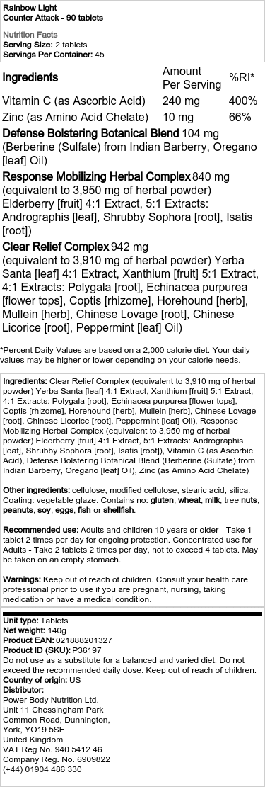 Rainbow Light - Counter Attack - 30 Tablets - Image 2