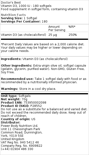 Doctor's Best - Vitamin D3, 5000 IU - 720 Softgels - Image 3