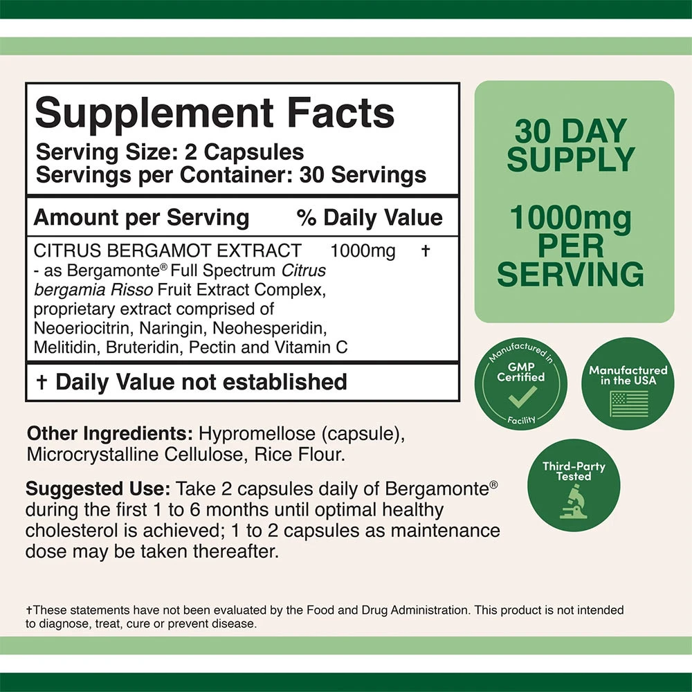 Double Wood Supplements - Citrus Bergamot Extract - 60 Capsules - Image 2