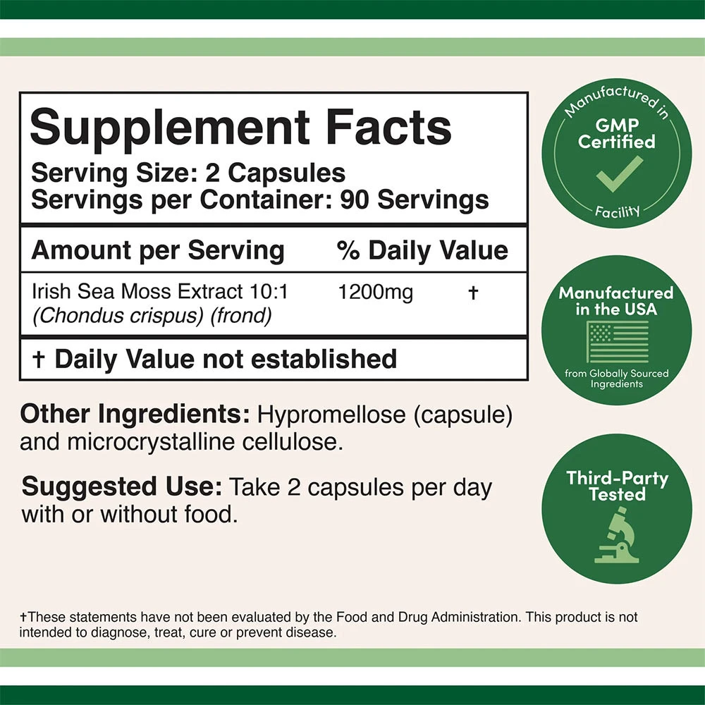 Double Wood Supplements - Irish Sea Moss - 180 Capsules - Image 2