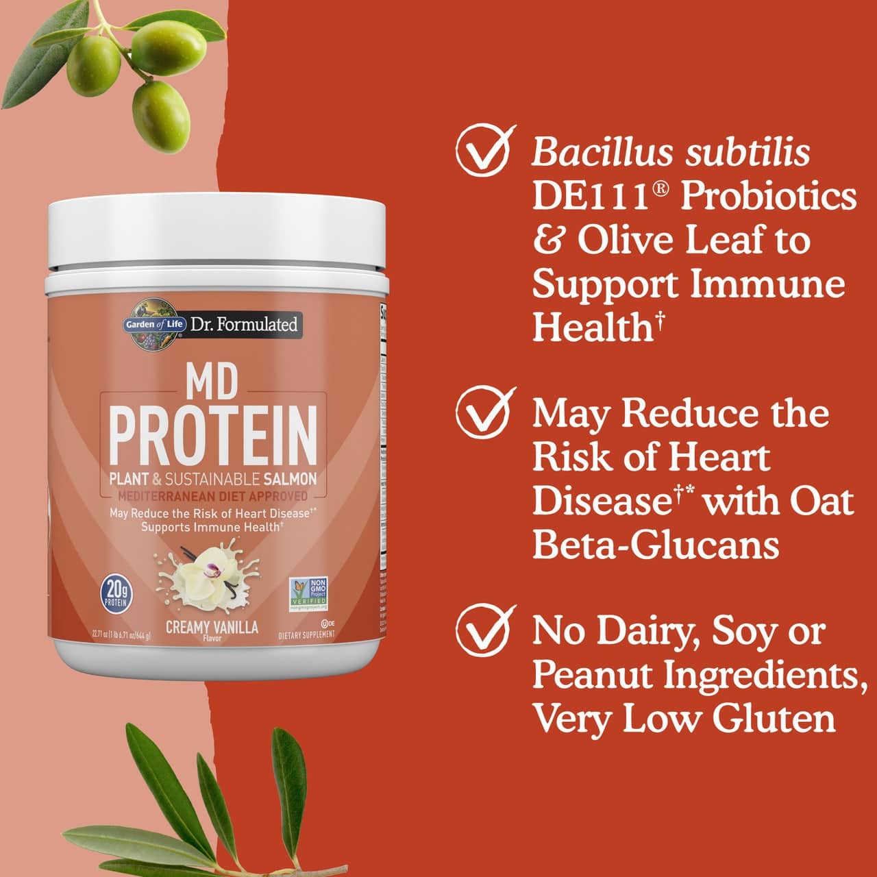 Garden of Life - Dr. Formulated MD Protein Powder from Plants & Sustainable Salmon, Creamy Vanilla - 644g - Image 4