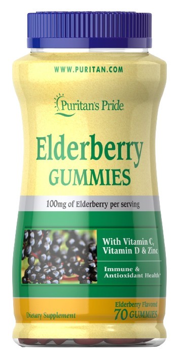 Puritan's Pride - Elderberry Gummies With Vitamins C, D, And Zinc - 70 Gummies-image