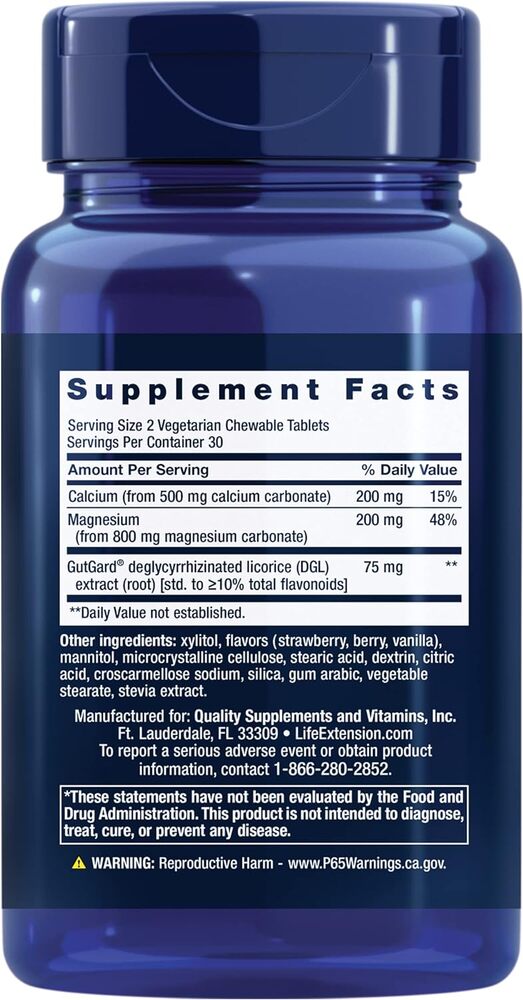 Life Extension - EsophaCool Berry Flavor - 60 Vegetarian Chewable Tablets - Image 3