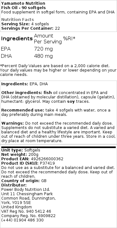 Yamamoto Nutrition Fish Oil – Premium Omega-3 Support, 90 Soft Capsules - Image 2