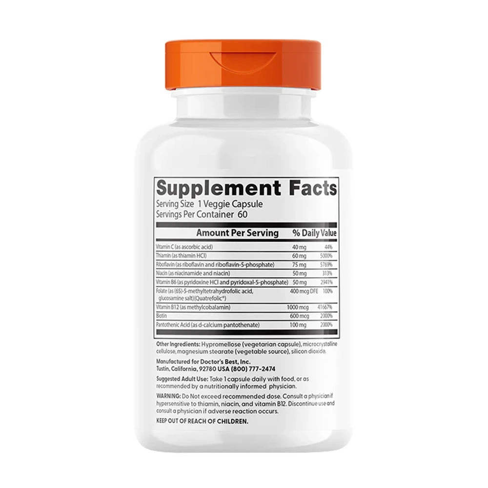 Doctor's Best - Fully Active B-Complex with Quatrefolic - 60 Veggie Capsules - Image 2