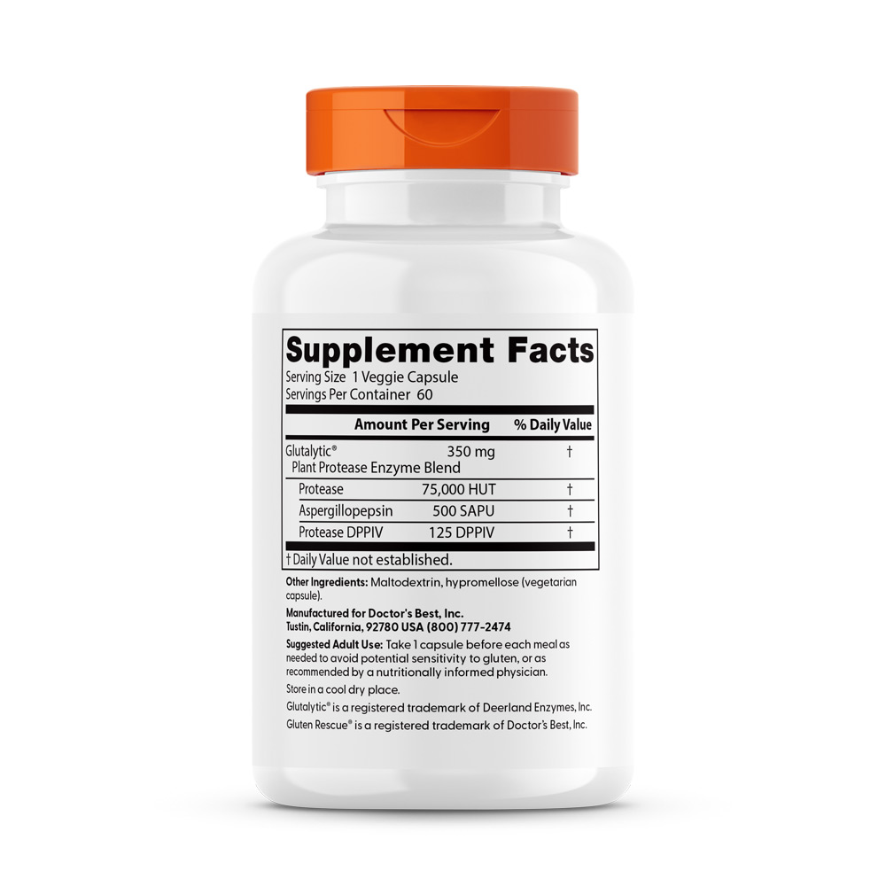Doctor's Best - Gluten Rescue with Glutalytic - 60 Veggie Capsules - Image 3