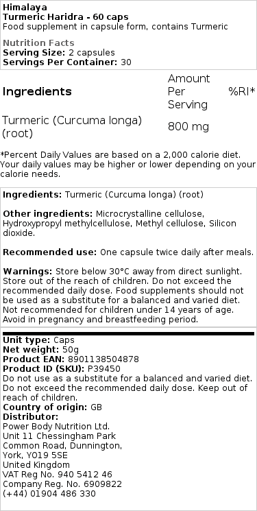Haridra - Turmeric Capsules - 60 Capsules - Image 2