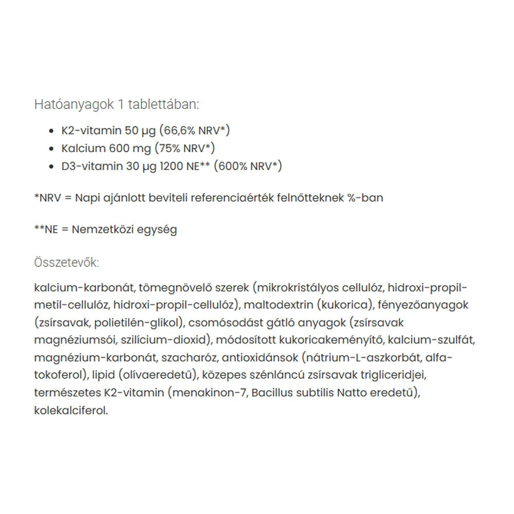 JutaVit - Calcium Forte with Ca/K2/D3 - 30 Tablets - Image 2