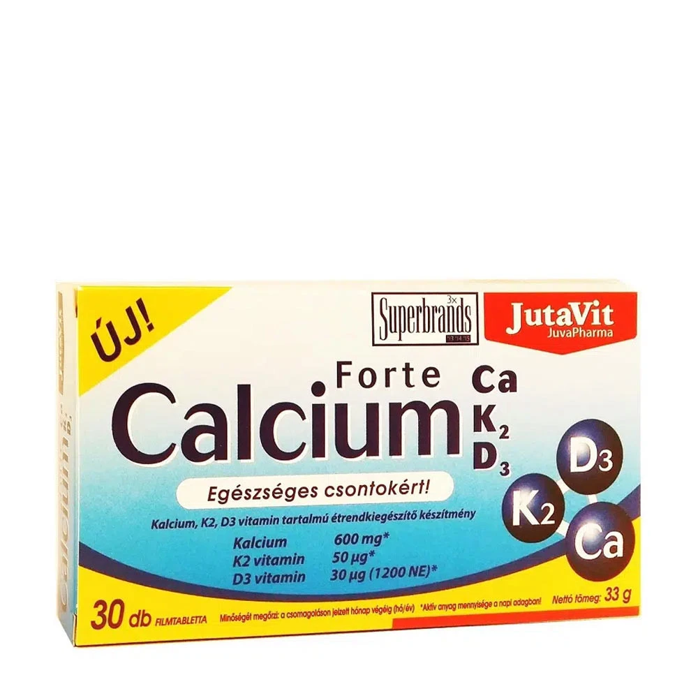 JutaVit Calcium Forte + Ca/K2/D3 (30 Tablets)