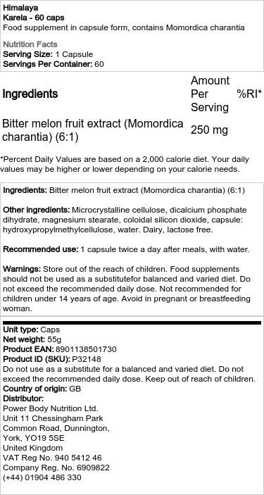 Karela - Bitter Melon Capsules - 60 Capsules - Image 2