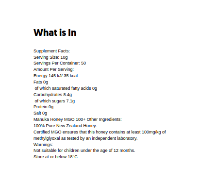 Egmont Honey - Manuka Honey MGO 100+ - 500g - Image 2
